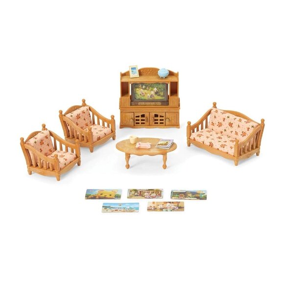 Calico Critters Comfy Living Room Set Toy Dollhouse Furniture & Accessories Set - Picture 4 of 9